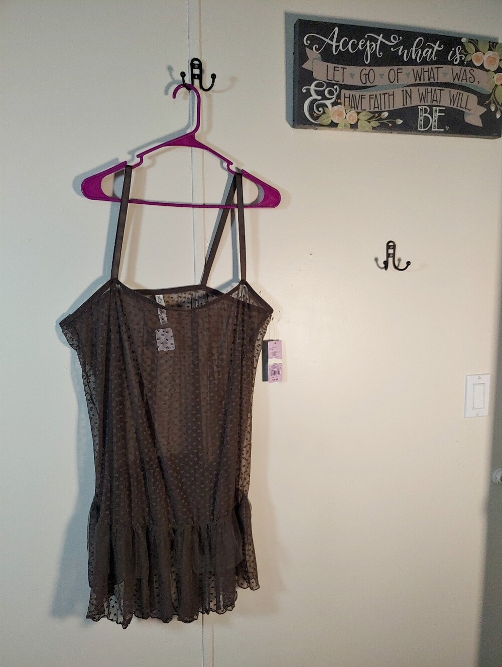 NWT Wild Fable XXL Brown Heart Sheer Ruffle Hem Lingerie